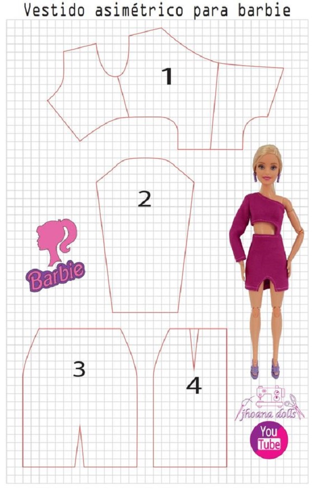 Vestido de Festa Para Barbie Com Moldes Para Imprimir Grátis (Free)   Padrões de costura barbie, Padrões de roupas de boneca, Coisas de barbie