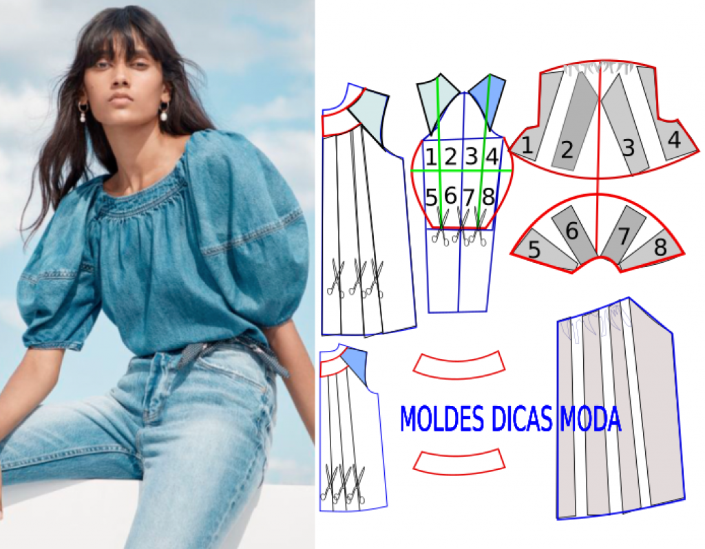 blusa jeans molde